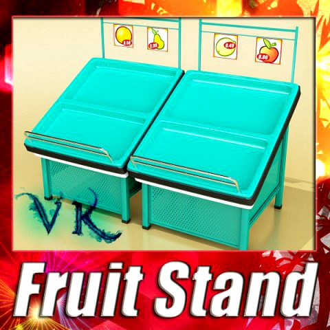 Fruits Stand Store Display Smoothable 3D Model