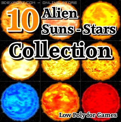 10 Alien Suns  Stars Collection 3D Model