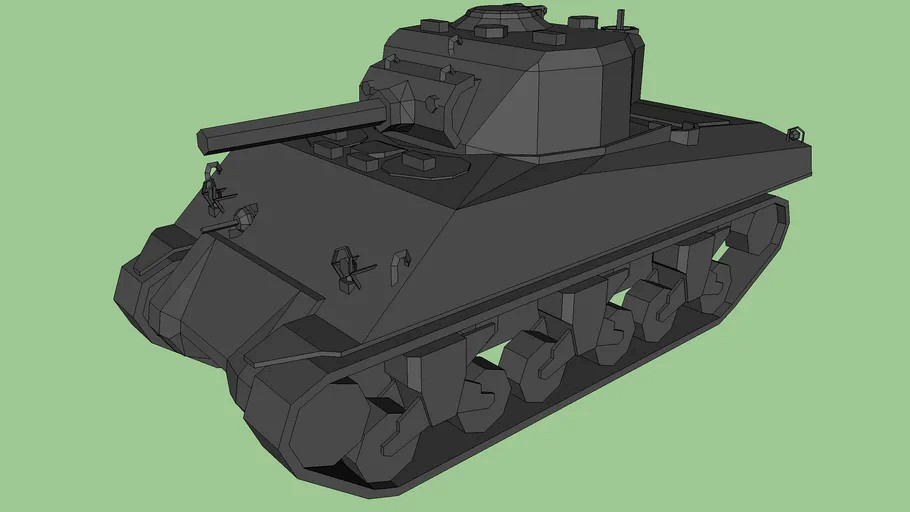 M4A3 Sherman 105mm Howitzer (tight tracks) (low poly model)