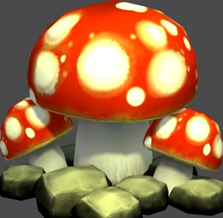 Mushrooms Low Poly 3D Model