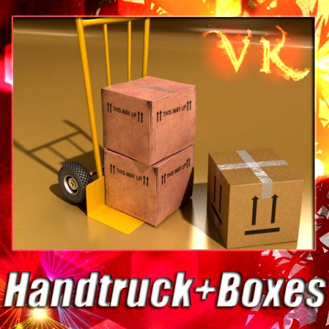 Hand Truck  Cartons High Res 3D Model