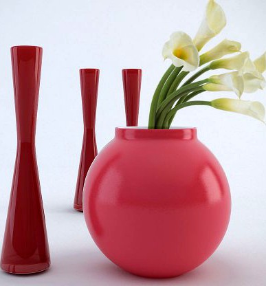 Red Vase Set 3D Model