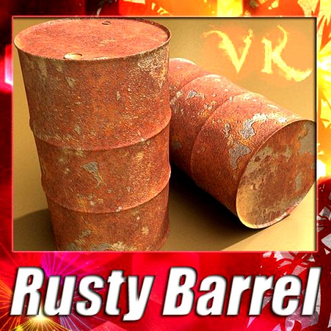 Rusty barrel Pallet High resolution textures 3D Model