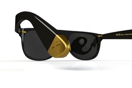 Sunglasses with gold end tips and nose pads