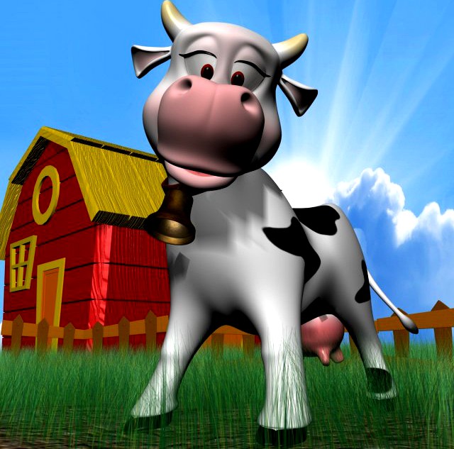 Cartoon Cow Rigged 3D Model