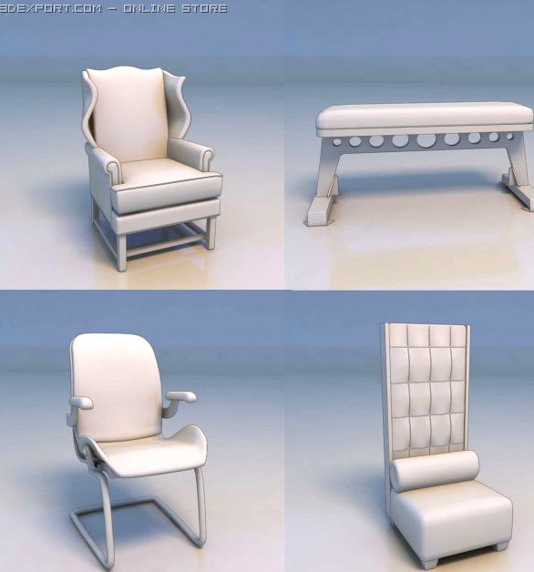Chair desk couch 3D Model
