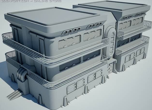 Futuristic Sci Fi Building 7 3D Model