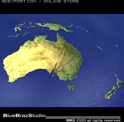 Australia and New Zealand 3D Model