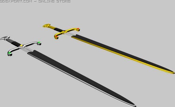 Twin Hand and A Half Swords 3D Model