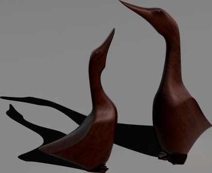 Carved wooden ducks 3D Model