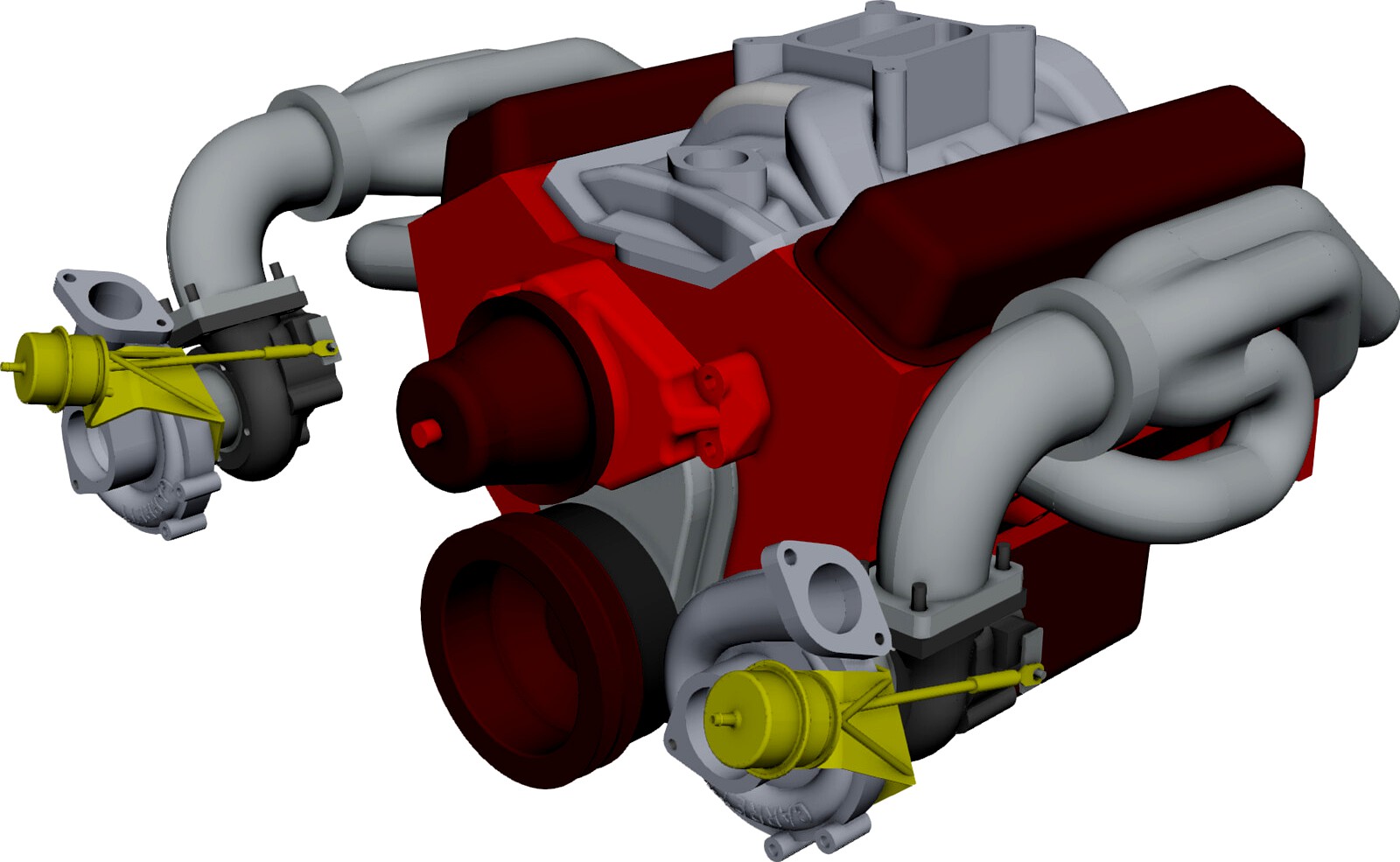 Engine SBC Dual Turbo 3D CAD Model