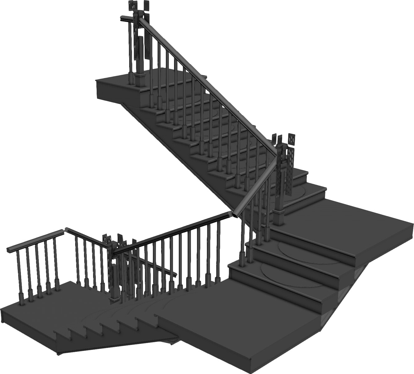 Stair with 3 Flights and 3 Landings