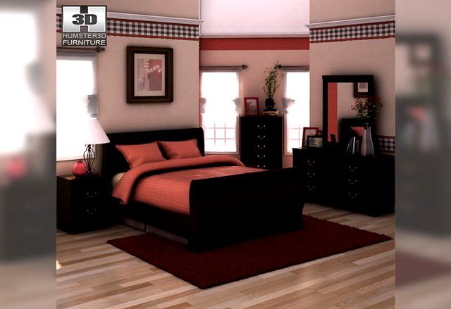 Ashley Huey Vineyard Sleigh Bedroom Set 3D Model
