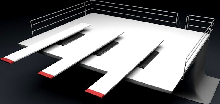 3 Meter 10 Feet Triple Springboard Diving Platform3d model