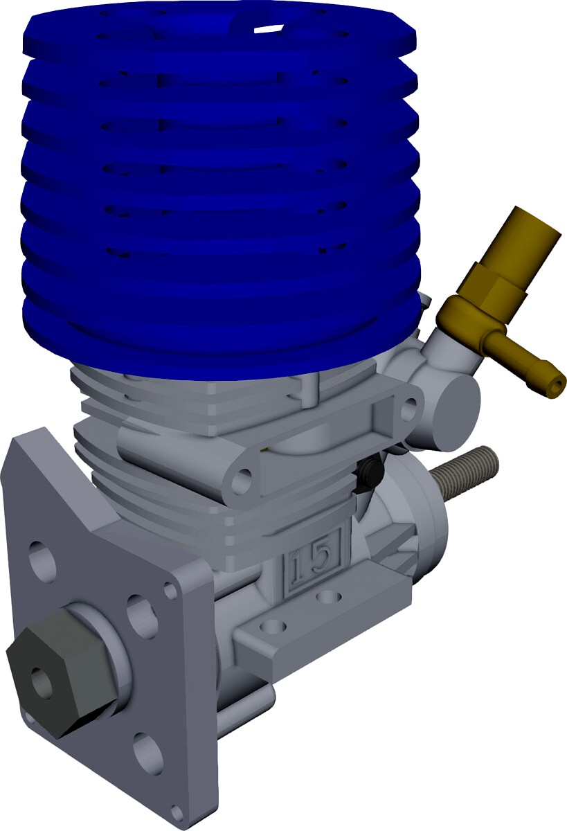 RC Model Car Engine .15cc 2-Stroke 3D CAD Model