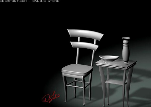 Table  Chair Set 3D Model