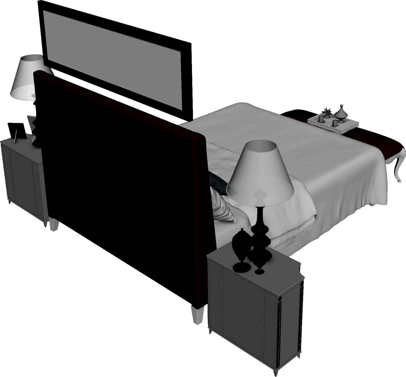 Bed Fancy Design King Size 3d model