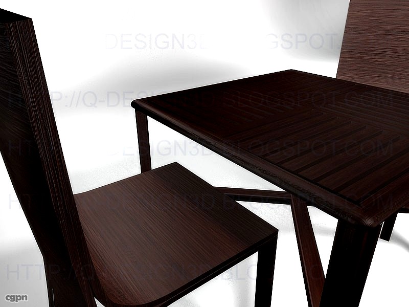 Wooden Table and Chair3d model