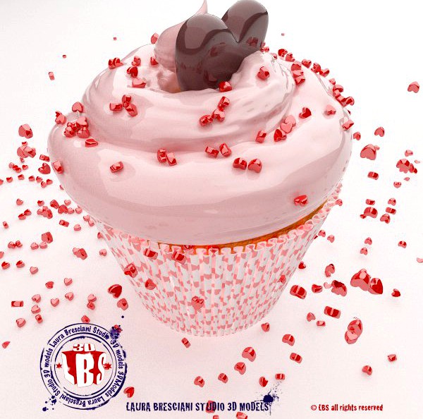 St Valentine's cupcakes3d model