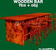 3D Model Bar and Stool fbx and obj - 41568