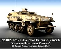 3D Model SD.KFZ 251 1 Ausf.B - Hanomag Halftruck DAK - 15PD - 35081