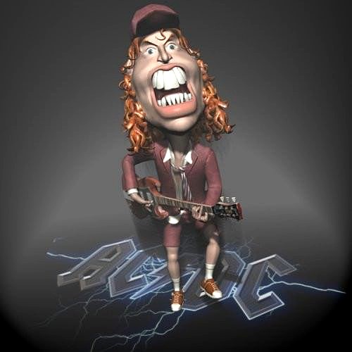 Angus Young ACDC 3D character toon model