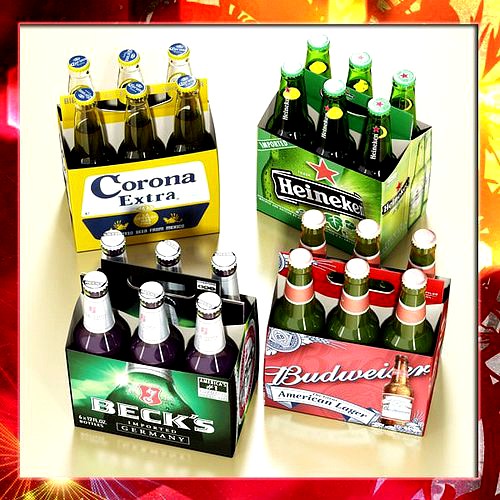 Beer Bottle 6 Packs Coasters Opener Set