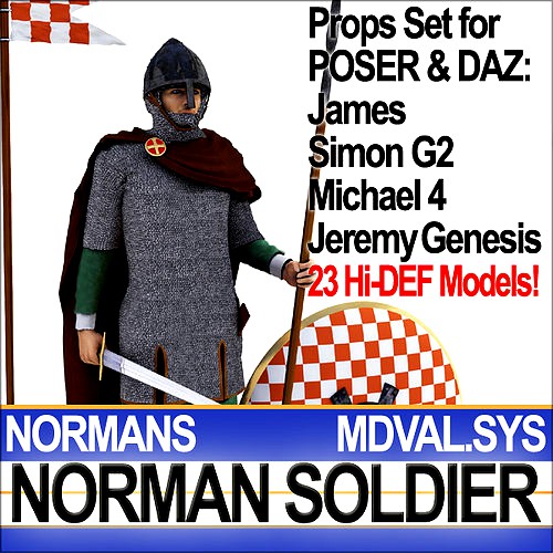 Medieval Norman Soldier Props Poser Daz