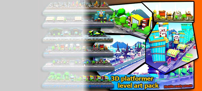 3D platformer level art pack