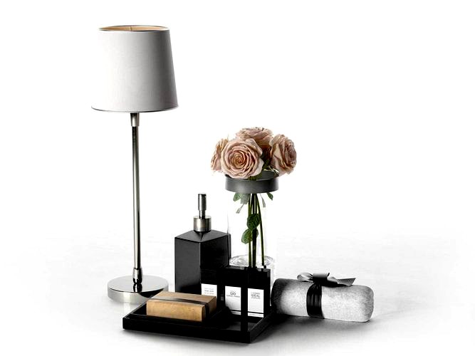 Table Lamp Rose Bouquet Perfumes and Towel