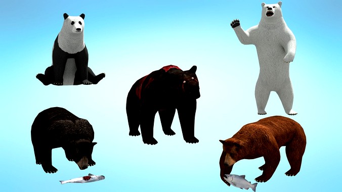 5 in 1 Realistic Bear Pack