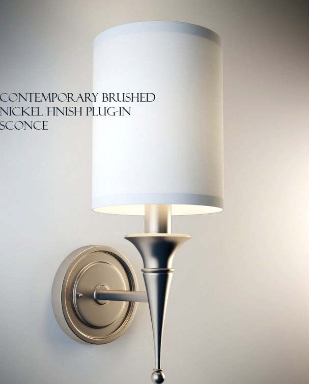 Contemporary Brushed Nickel Finish Plugin Sconce 3D Model