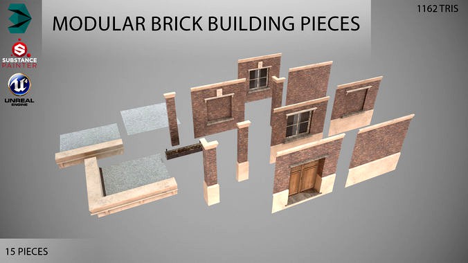 Modular Brick Building Pieces Next Gen PBR