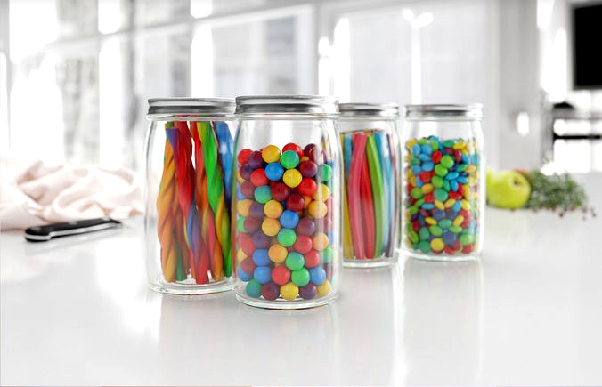 Glass jars with candies