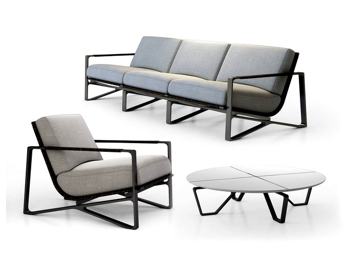 Holly Hunt Omura lounge armchair - Omura sofa - Meduse table