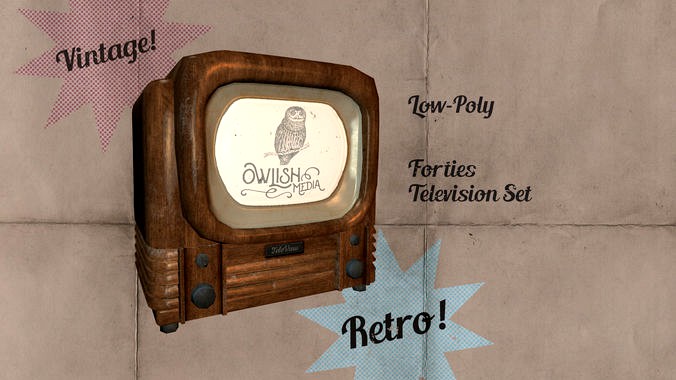 Old Timey 1940s TV - Low-poly version