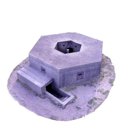 WW2 Pill Box Gun Outpost - High and Low Poly