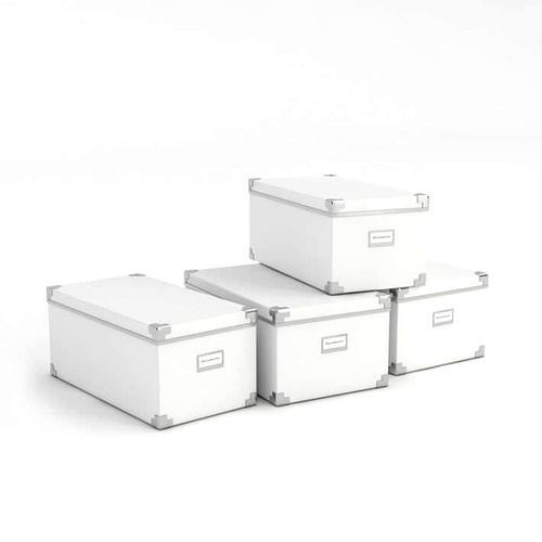 White Storage Boxes With Labels
