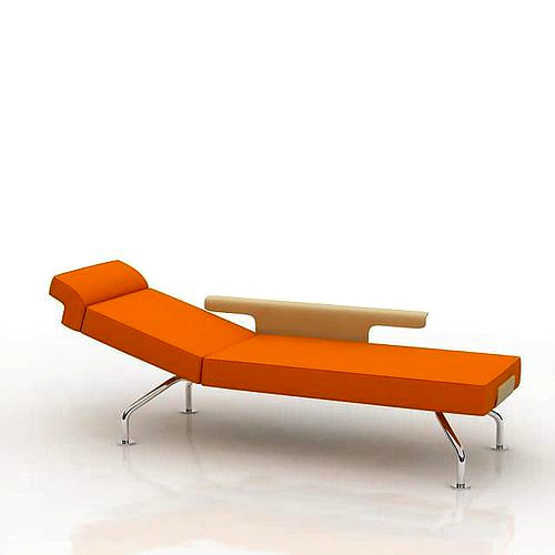 Orange Modern Reclining Sofa With One Arm