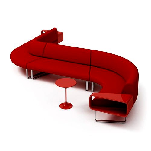 Modern Red Couch With Matching Table