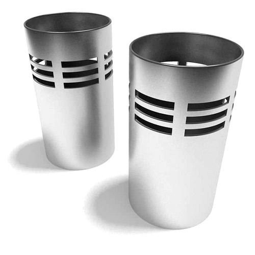 Two Silver Metal Accent Containers