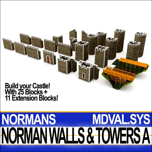 Medieval Norman Walls And Towers Blocks A