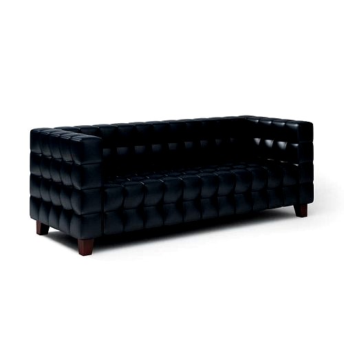 Black Leather Cushion Sofa