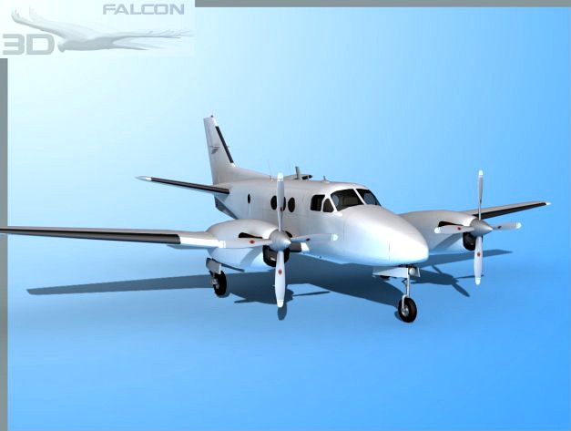 Falcon3D E90 King Air Bare Metal 3D Model