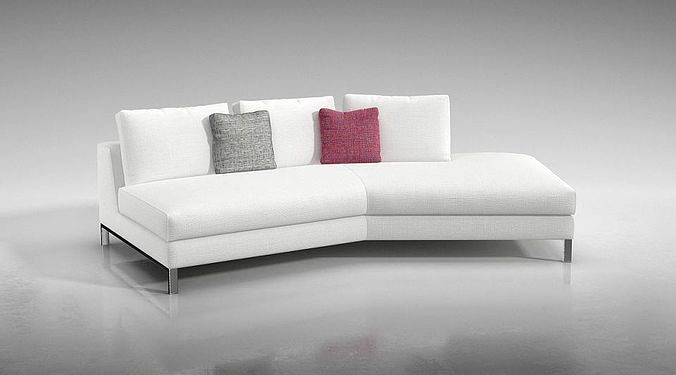 White Modern Lounging Soafa With Two Pillows