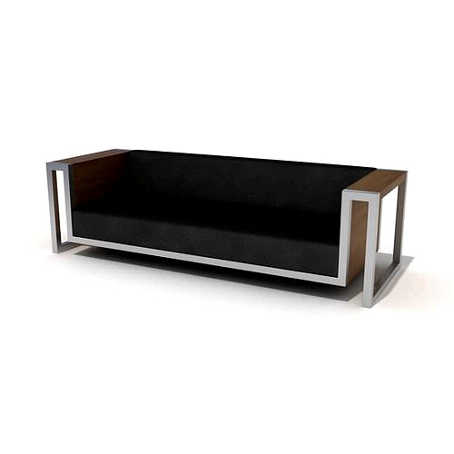 Black Sofa With Wood Side Trim