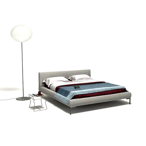 White Platform Bed With Matching Headboard Lamp And Side Table