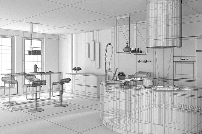 Photorealistic Kitchen Scene