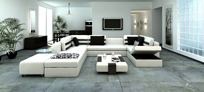 Modern Black And White Living Room