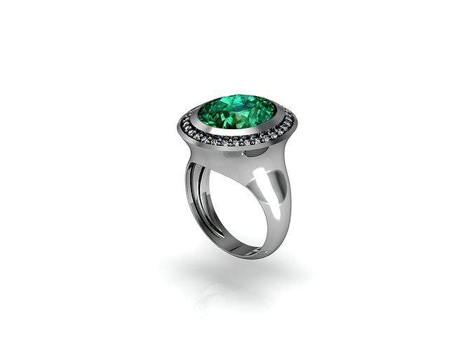 Ring modern emerald Oval stone